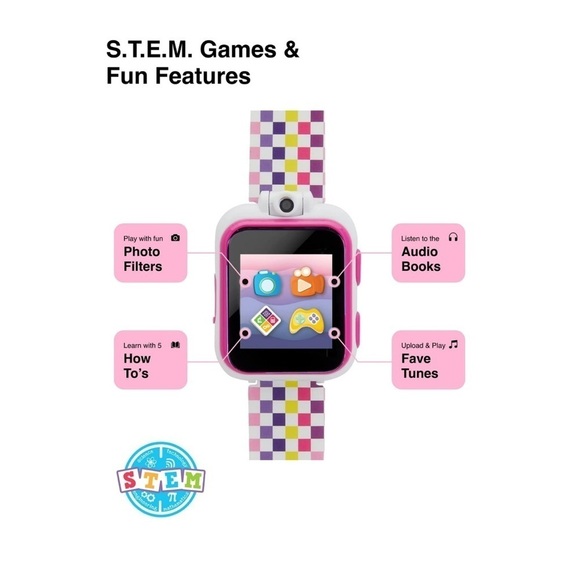 🌈 iTech Junior Girls Earbuds & Smartwatch Set - Rainbow Checker - Picture 5 of 6